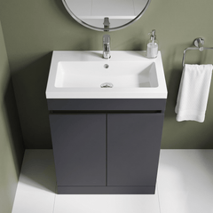 [BFC103BKA] Tean Floor Standing Compact Vanity Unit with Polymarble Basin, Choice of Size and Colour - Lifestyle 2