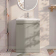 [BFC103PGA] Balterley 600mm Floor Standing 2 Door Compact Unit with Polymarble Basin - Pebble Grey - Silo