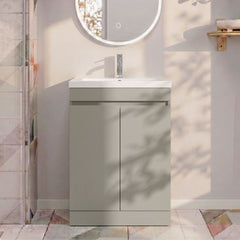 [BFC103PGA] Tean Floor Standing Compact Vanity Unit with Polymarble Basin, Choice of Size and Colour - Studio Shot