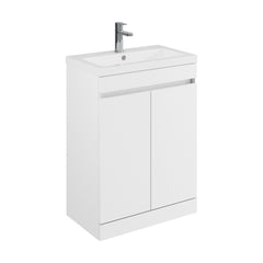 [BFC103WTA] Balterley 600mm Floor Standing 2 Door Compact Unit with Polymarble Basin - White - Cutout
