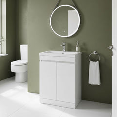 [BFC103WTA] Tean Floor Standing Compact Vanity Unit with Polymarble Basin, Choice of Size and Colour - Lifestyle 1