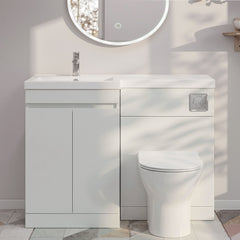 [BFC412LWT] Tean 1000mm Floor Standing Compact Unit with Polymarble Basin - Choice of Orientation and Colour - Silo
