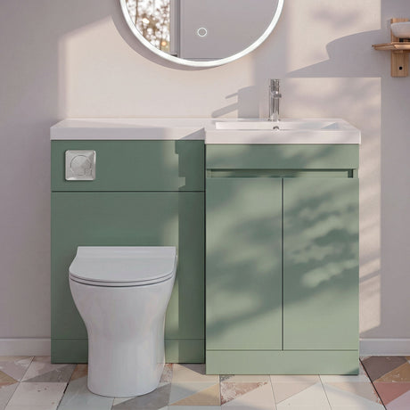 [BFC412RGN] Tean 1000mm Floor Standing Compact Unit with Polymarble Basin - Choice of Orientation and Colour - Silo