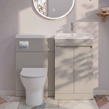 [BFC412RPG] Tean 1000mm Floor Standing Compact Unit with Polymarble Basin - Choice of Orientation and Colour - Silo