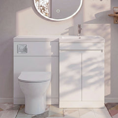 [BFC412RWT] Tean 1000mm Floor Standing Compact Unit with Polymarble Basin - Choice of Orientation and Colour - Silo
