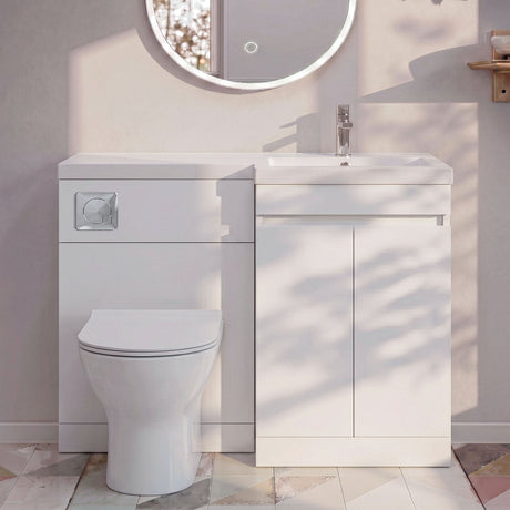 [BFC412RWT] Tean 1000mm Floor Standing Compact Unit with Polymarble Basin - Choice of Orientation and Colour - Silo