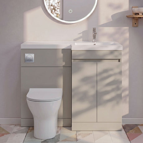 [BFC414RPG] Tean 1200mm Floor Standing Compact Unit with Polymarble Basin - Choice of Orientation and Colour - Silo