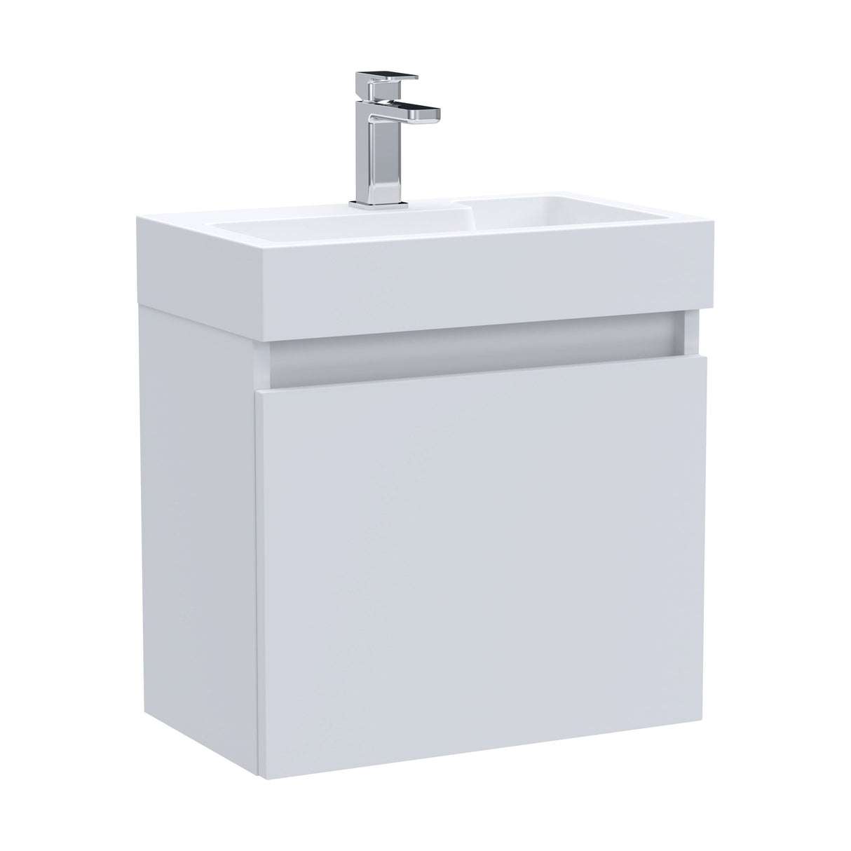 [BFCH011] Wall Hung Vanity Basin Unit & Slimline Polymarble Basin - 500mm - Gloss White - Cutout