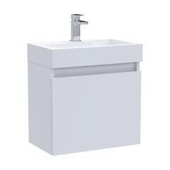 [BFCH011] Wall Hung Vanity Basin Unit & Slimline Polymarble Basin - 500mm - Gloss White - Cutout