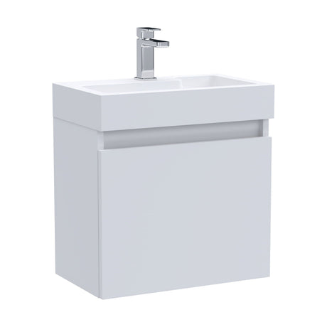 [BFCH011] Wall Hung Vanity Basin Unit & Slimline Polymarble Basin - 500mm - Gloss White - Cutout