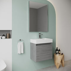 [BFCH014] Wall Hung Vanity Basin Unit & Slimline Polymarble Basin - 500mm - Woodgrain Anthracite - Lifestyle 3