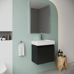 [BFCH015] Wall Hung Vanity Basin Unit & Slimline Polymarble Basin - 500mm - Woodgrain Charcoal Black - Lifestyle 3