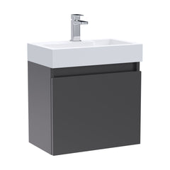 [BFCH018] Wall Hung Vanity Basin Unit & Slimline Polymarble Basin - 500mm - Gloss Grey - Cutout