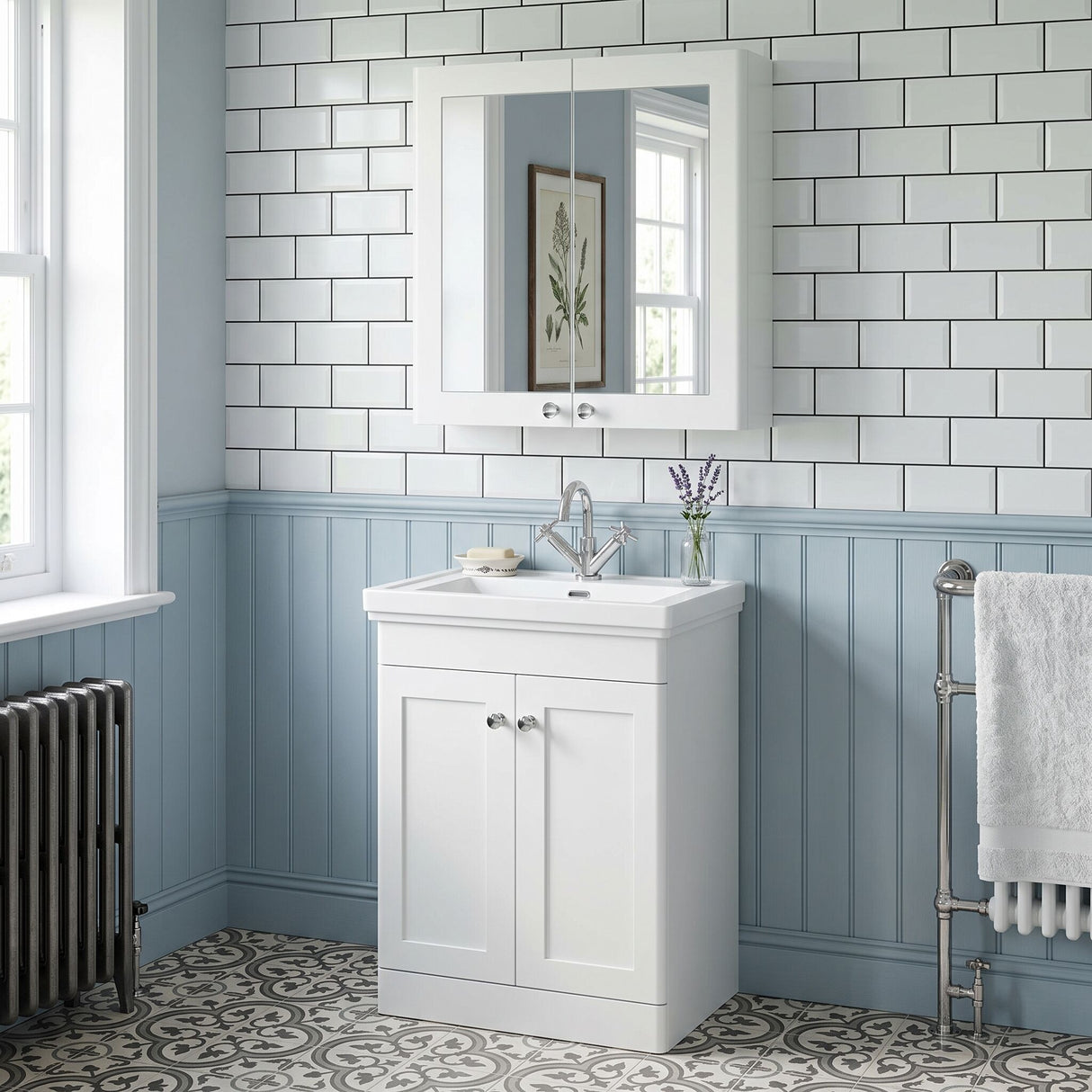 [BFCL117] Swynnerton Traditional Wall Hung 2 Soft Close Door Mirror Cabinet, 600mm - Choice of Colour - Lifestyle 1