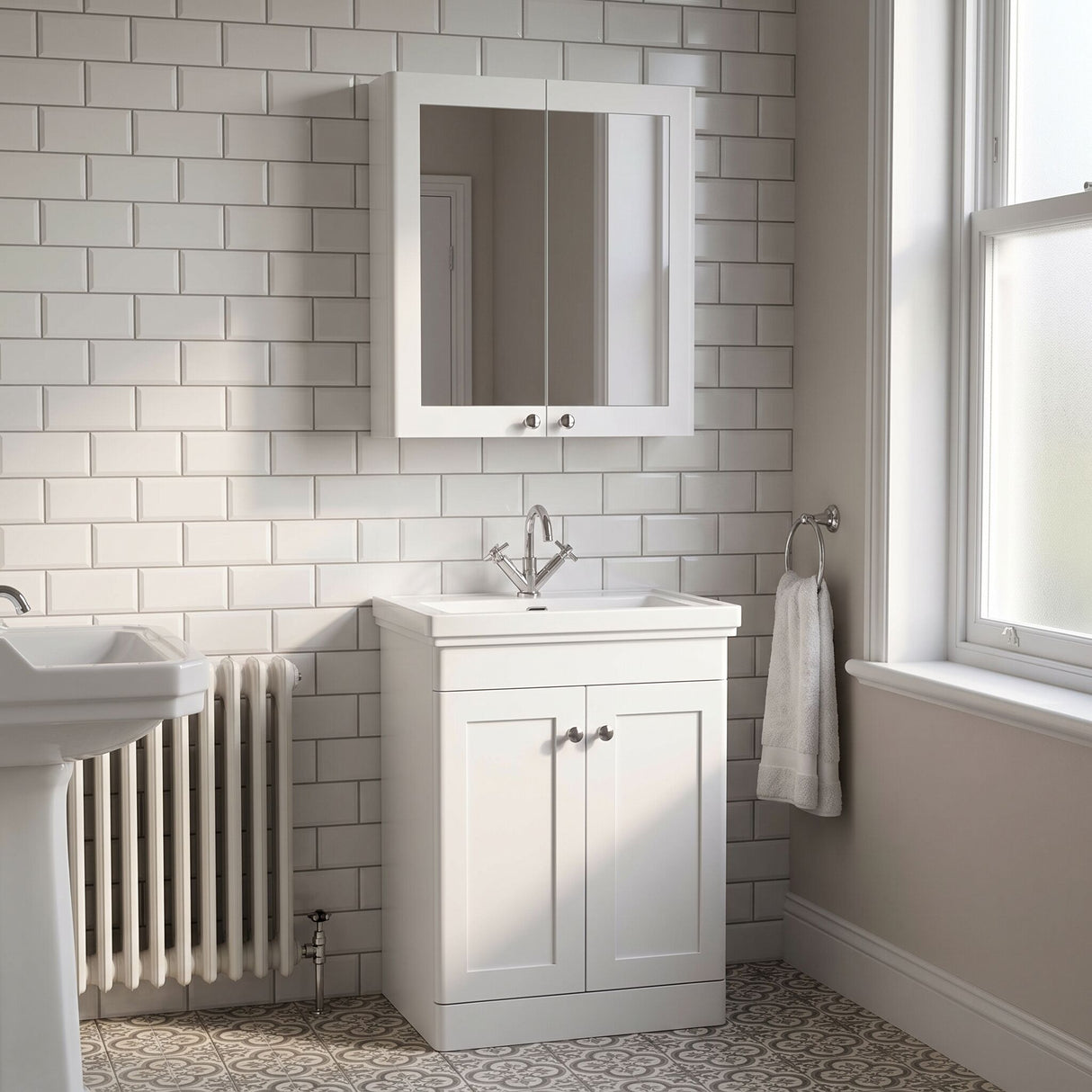 [BFCL117] Swynnerton Traditional Wall Hung 2 Soft Close Door Mirror Cabinet, 600mm - Choice of Colour - Lifestyle 3