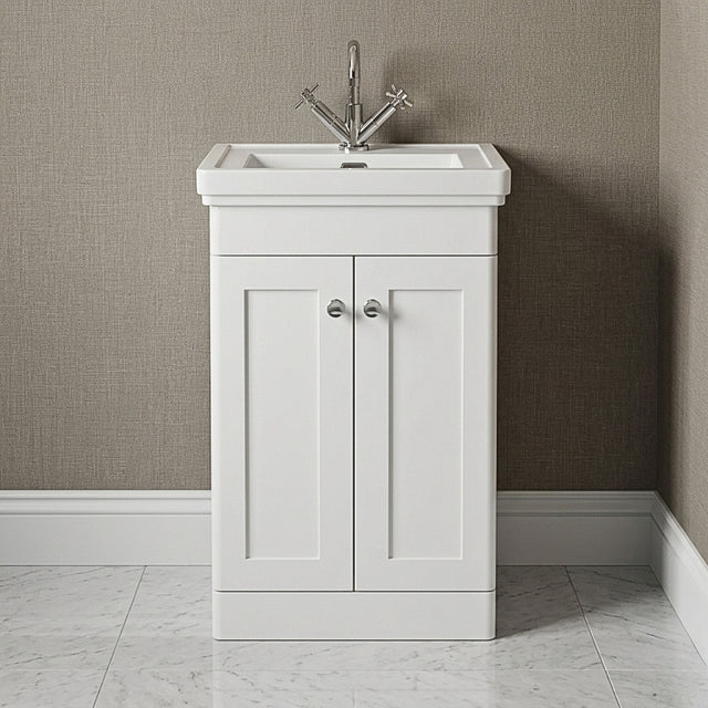 [BFCL123A] Swynnerton Traditional Floor Standing Vanity Basin Unit with 1 Tap Hole Ceramic Basin - Choice of Size and Finish - Silo