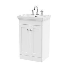 [BFCL123B] Swynnerton Traditional 2 Door Floor Standing Vanity Unit with Basin, Satin White, 500mm - Cutout
