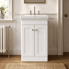 [BFCL123B] Swynnerton Traditional 2 Door Floor Standing Vanity Basin Unit with 3 Tap Hole Traditional Fireclay Basin, Choice of Size and Colour
