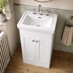 [BFCL123B] Swynnerton Traditional 2 Door Floor Standing Vanity Basin Unit with 3 Tap Hole Traditional Fireclay Basin, Choice of Size and Colour