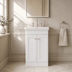 [BFCL123B] Swynnerton Traditional 2 Door Floor Standing Vanity Basin Unit with 3 Tap Hole Traditional Fireclay Basin, Choice of Size and Colour - Silo