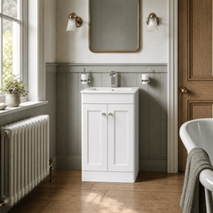 [BFCL123C] Swynnerton Traditional 2 Door Floor Standing Vanity Basin Unit with 1 Tap Hole Minimalist Ceramic Basin, Choice of Size and Colour