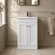 [BFCL123C] Swynnerton Traditional 2 Door Floor Standing Vanity Basin Unit with 1 Tap Hole Minimalist Ceramic Basin, Choice of Size and Colour - Silo