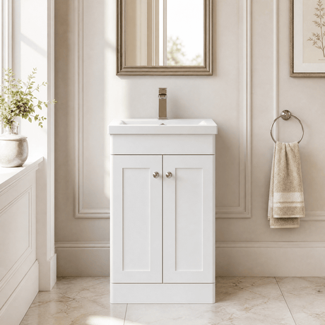 [BFCL123D] Swynnerton Traditional 2 Door Floor Standing Vanity Unit with Mid-Edge Basin - Choice of Colour - Silo