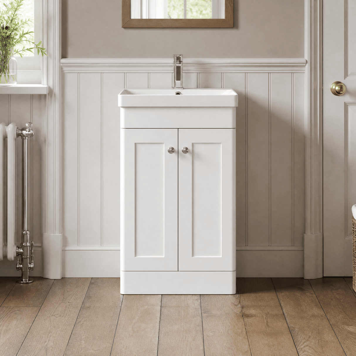 [BFCL123E] Swynnerton Traditional 2 Door Floor Standing Vanity Unit with Thin Edge Basin, Choice of Size and Colour