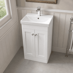 [BFCL123E] Swynnerton Traditional 2 Door Floor Standing Vanity Unit with Thin Edge Basin, Choice of Size and Colour
