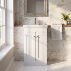 [BFCL123E] Swynnerton Traditional 2 Door Floor Standing Vanity Unit with Thin Edge Basin, Choice of Size and Colour - Silo