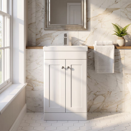 [BFCL123E] Swynnerton Traditional 2 Door Floor Standing Vanity Unit with Thin Edge Basin, Choice of Size and Colour - Silo