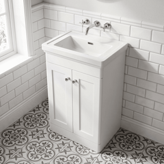 [BFCL123H] Swynnerton Traditional 2 Door Floor Standing Vanity Unit with 0 Tap Hole Traditional Fireclay Basin, Choice of Size and Colour