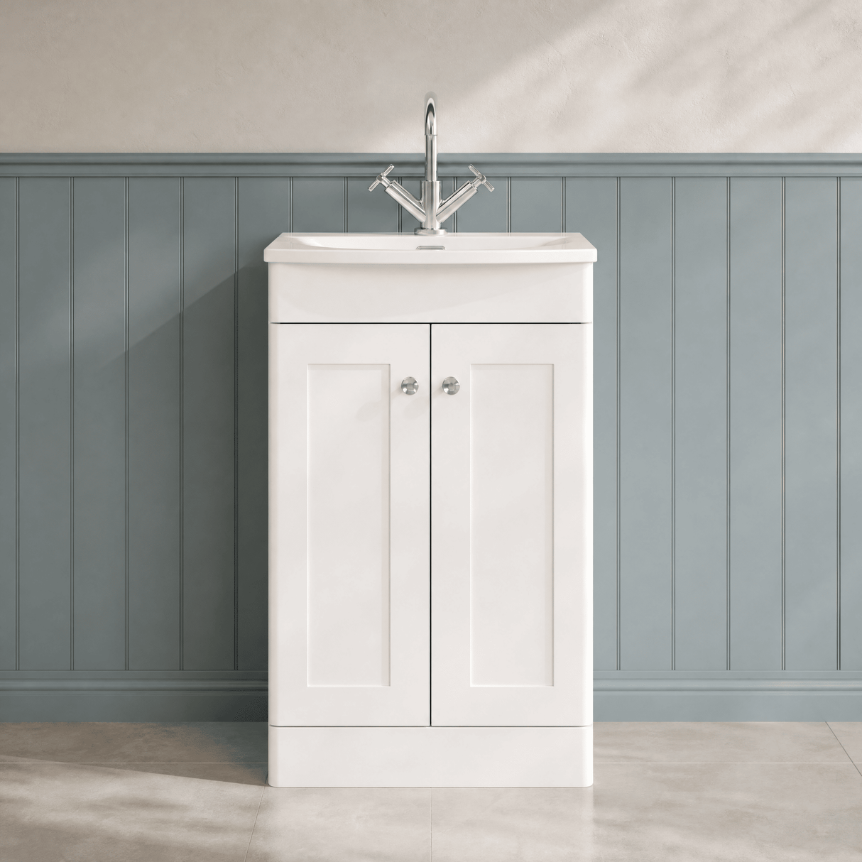 [BFCL123J] Swynnerton Traditional 2 Door Floor Standing Vanity Unit with Curved Basin, 500mm, Choice of Colour