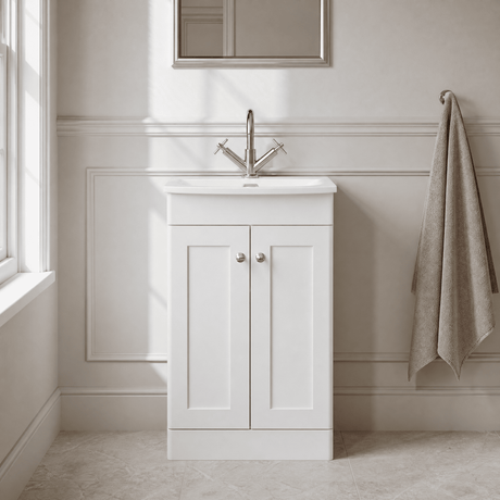 [BFCL123J] Swynnerton Traditional 2 Door Floor Standing Vanity Unit with Curved Basin, 500mm, Choice of Colour - Silo