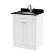 [BFCL125BR1] Swynnerton Traditional 2 Door Floor Standing Vanity Unit with Marble Basin, Satin White, 600mm - Cutout