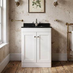 [BFCL125BR1] Swynnerton Traditional 2 Door Floor Standing Vanity Unit with Black Marble Worktop and 1 Tap Hole Basin, Choice of Size and Colour