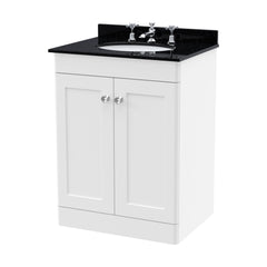 [BFCL125BR3] Swynnerton Traditional 2 Door Floor Standing Vanity Unit with Marble Basin, Satin White, 600mm - Cutout
