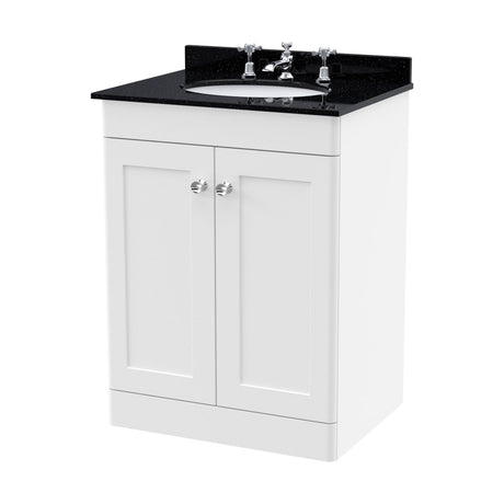 [BFCL125BR3] Swynnerton Traditional 2 Door Floor Standing Vanity Unit with Marble Basin, Satin White, 600mm - Cutout