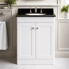 [BFCL125BR3] Swynnerton Traditional 2 Door Floor Standing Vanity Unit with Black Marble Worktop and 3 Tap Hole Basin, Choice of Size and Colour