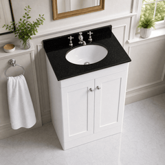 [BFCL125BR3] Swynnerton Traditional 2 Door Floor Standing Vanity Unit with Black Marble Worktop and 3 Tap Hole Basin, Choice of Size and Colour