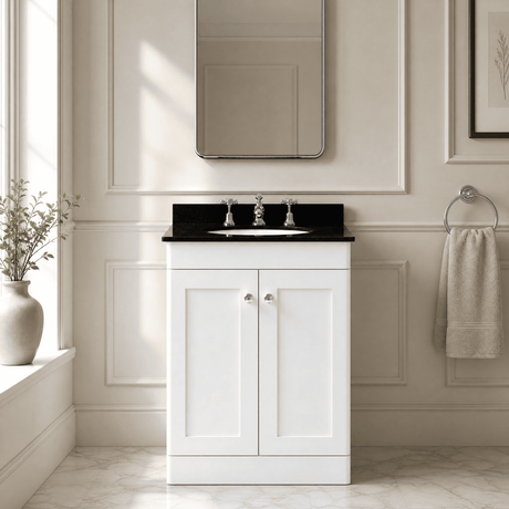[BFCL125BR3] Swynnerton Traditional 2 Door Floor Standing Vanity Unit with Black Marble Worktop and 3 Tap Hole Basin, Choice of Size and Colour - Silo