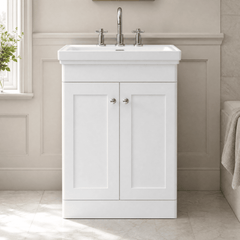 [BFCL125B] Swynnerton Traditional 2 Door Floor Standing Vanity Basin Unit with 3 Tap Hole Traditional Fireclay Basin, Choice of Size and Colour