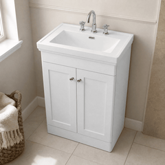 [BFCL125B] Swynnerton Traditional 2 Door Floor Standing Vanity Basin Unit with 3 Tap Hole Traditional Fireclay Basin, Choice of Size and Colour