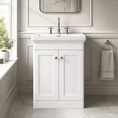 [BFCL125B] Swynnerton Traditional 2 Door Floor Standing Vanity Basin Unit with 3 Tap Hole Traditional Fireclay Basin, Choice of Size and Colour - Silo