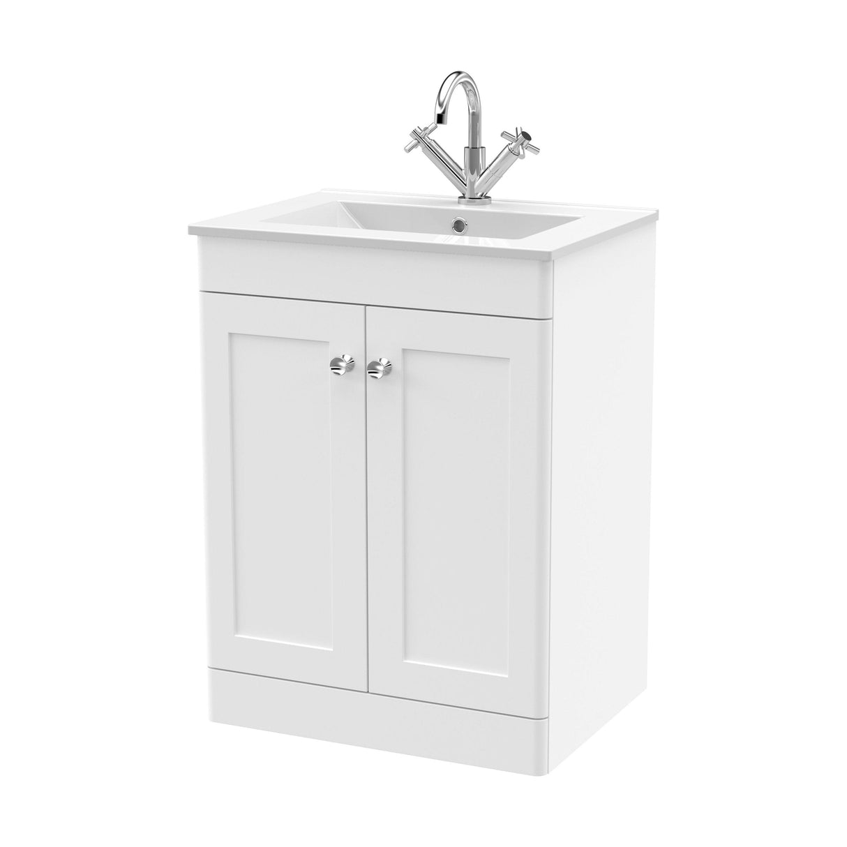 [BFCL125C] Swynnerton Traditional 2 Door Floor Standing Vanity Basin Unit with 1 Tap Hole Minimalist Ceramic Basin, Choice of Size and Colour - Cutout