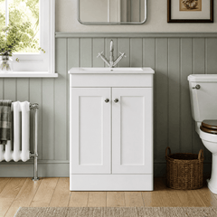 [BFCL125C] Swynnerton Traditional 2 Door Floor Standing Vanity Basin Unit with 1 Tap Hole Minimalist Ceramic Basin, Choice of Size and Colour