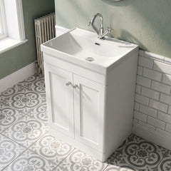 [BFCL125E] Swynnerton Traditional 2 Door Floor Standing Vanity Unit with Thin Edge Basin, Choice of Size and Colour