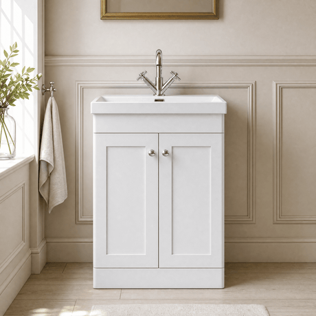 [BFCL125E] Swynnerton Traditional 2 Door Floor Standing Vanity Unit with Thin Edge Basin, Choice of Size and Colour - Silo