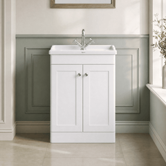 [BFCL125F] Swynnerton Traditional 2 Door Floor Standing Vanity Basin Unit with 1 Tap Hole Traditional Ceramic Basin, Choice of Size and Colour