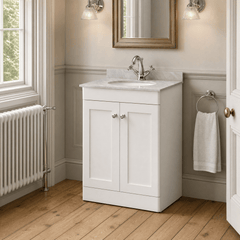 [BFCL125GR1] Swynnerton Traditional 2 Door Floor Standing Vanity Unit with Grey Marble Worktop and 1 Tap Hole Basin, Choice of Size and Colour